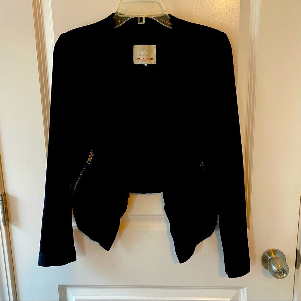 Vintage Rare Martin Aston of London SZ XS Black Leather Vest/Blazer Y2K